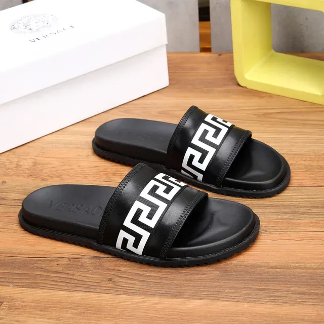 Versace Odissea Greca Key Pattern Black Slippers 5