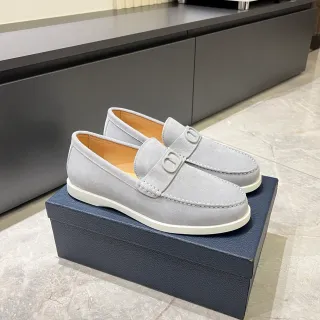 Versace Palazzo 灰色白色麂皮上层 双扣带 乐福鞋