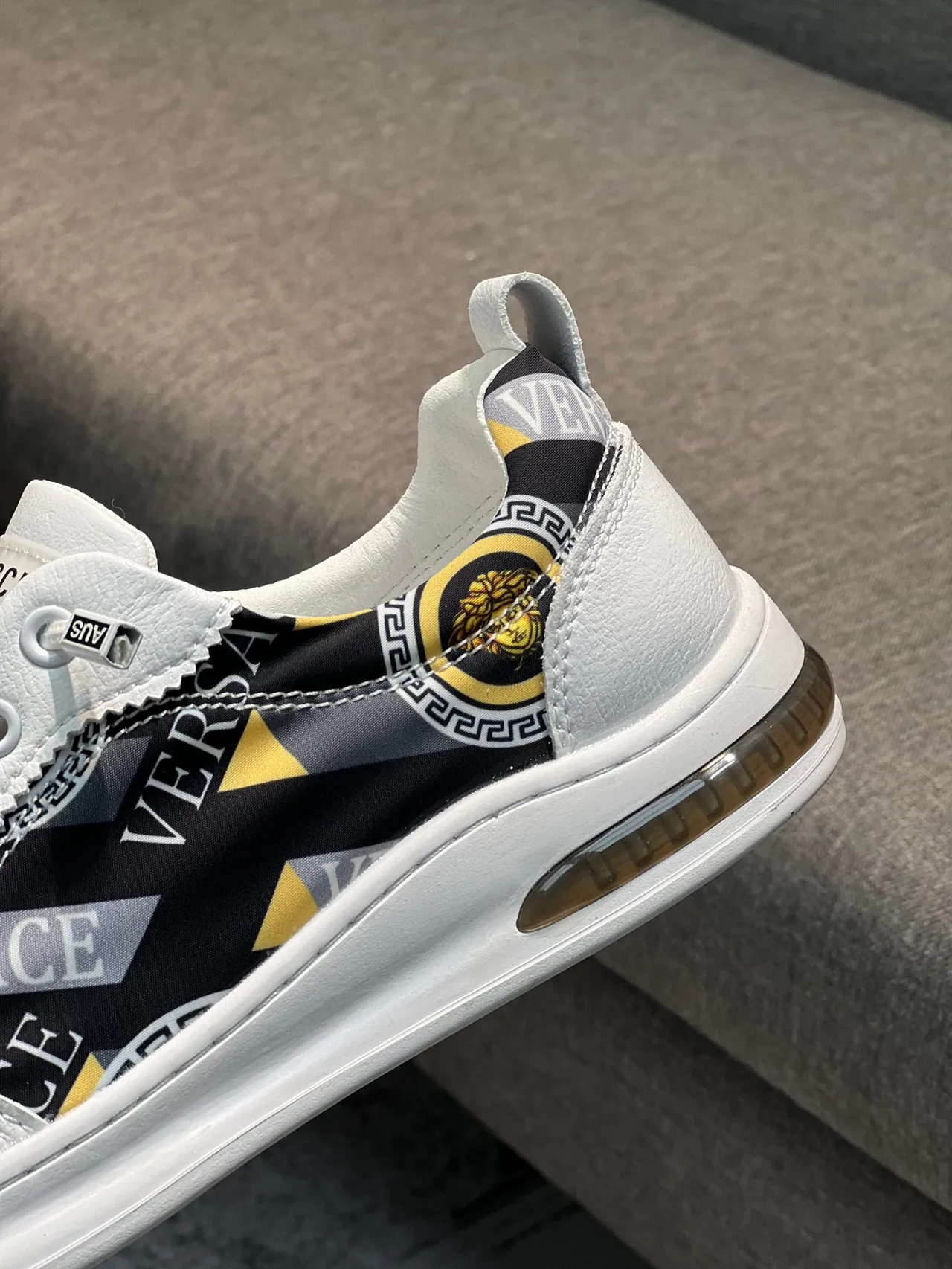 Versace White Black Leather Upper Printed Side Panel Lifestyle Sneakers 8