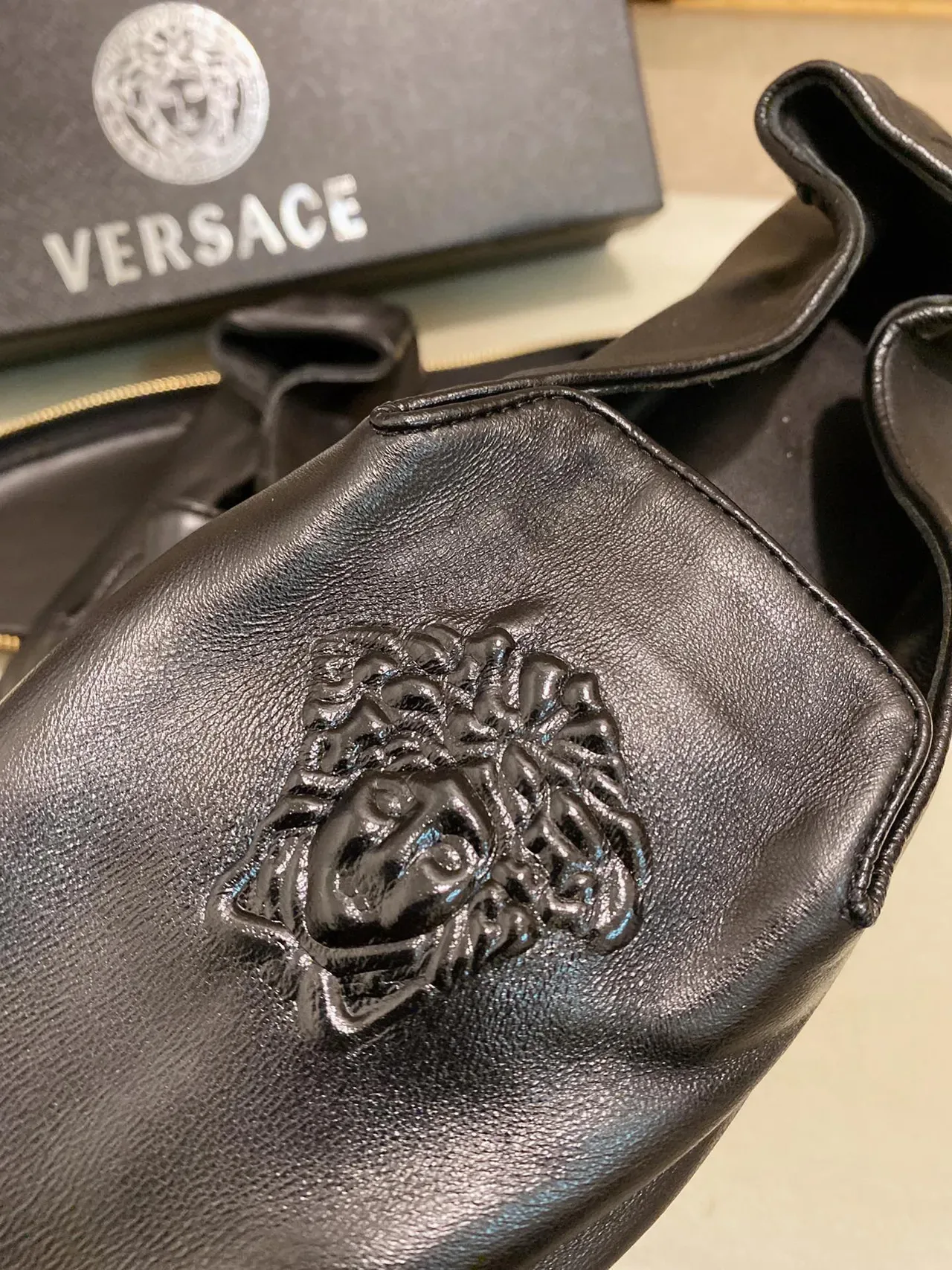 Versace Zippered Loafer Black Gold Embossed Medusa Loafer 5