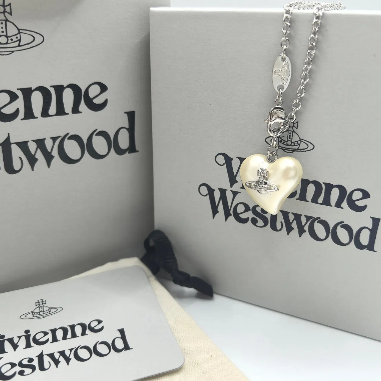 Vivienne Westwood Heart Orb Pearl Pendant Necklace 4