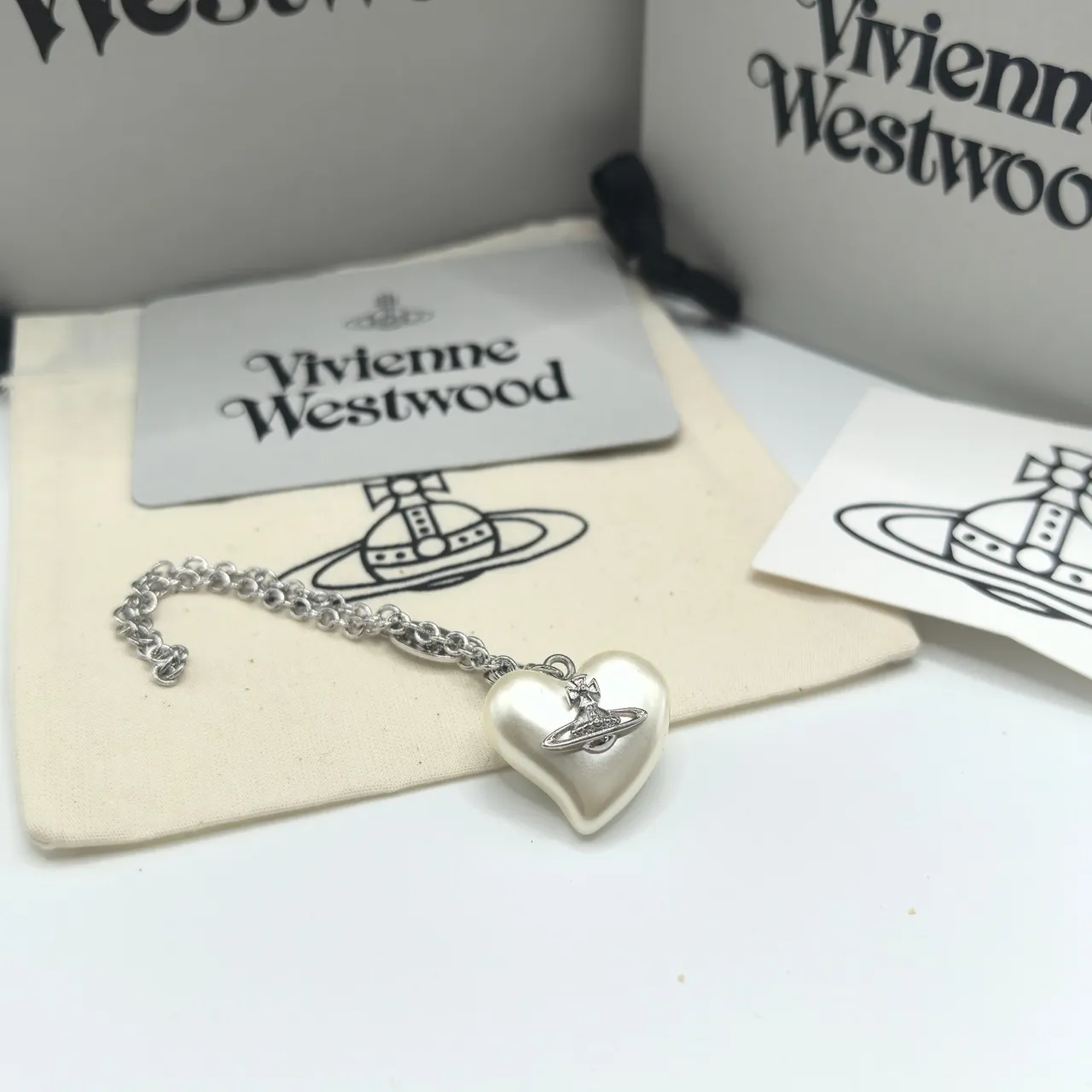 Vivienne Westwood Heart Orb Pearl Pendant Necklace 5