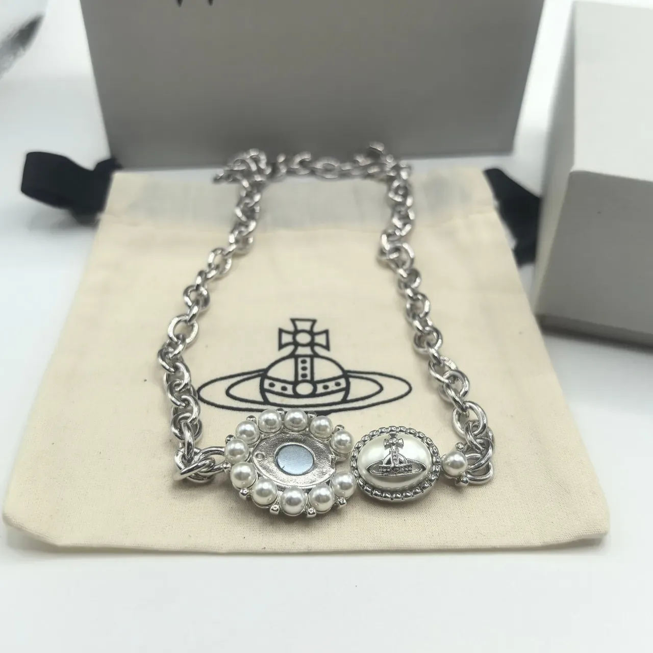 Vivienne Westwood 珍珠球金银色调项链 4