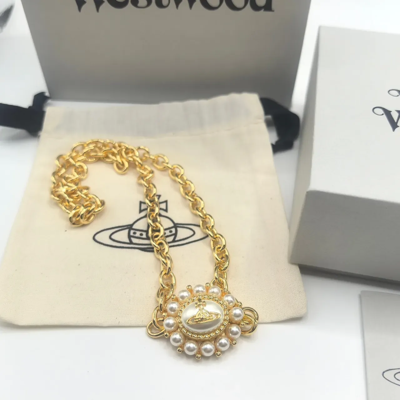 Vivienne Westwood 珍珠球金银色调项链 5