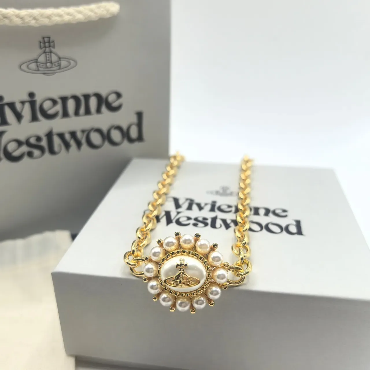 Vivienne Westwood 珍珠球金银色调项链 6