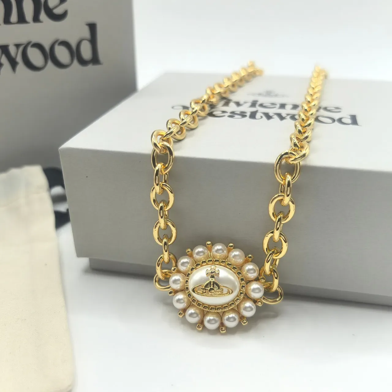 Vivienne Westwood 珍珠球金银色调项链 7