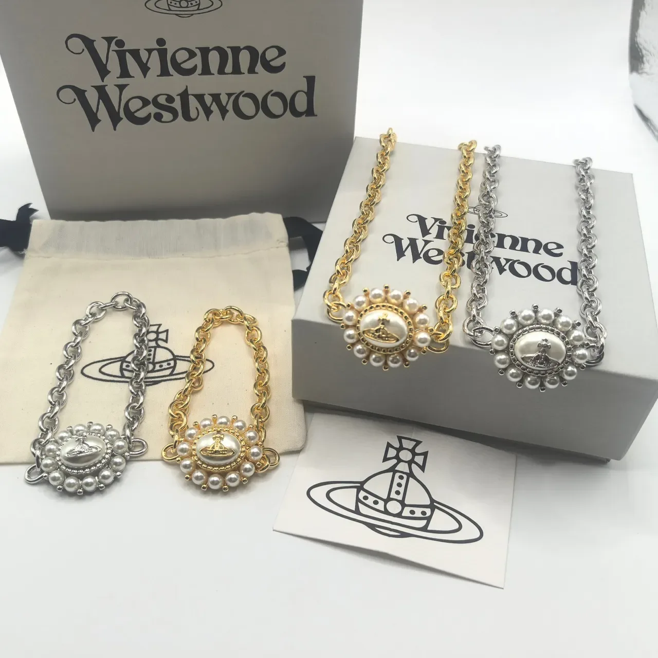 Vivienne Westwood 珍珠球金银色调项链 9