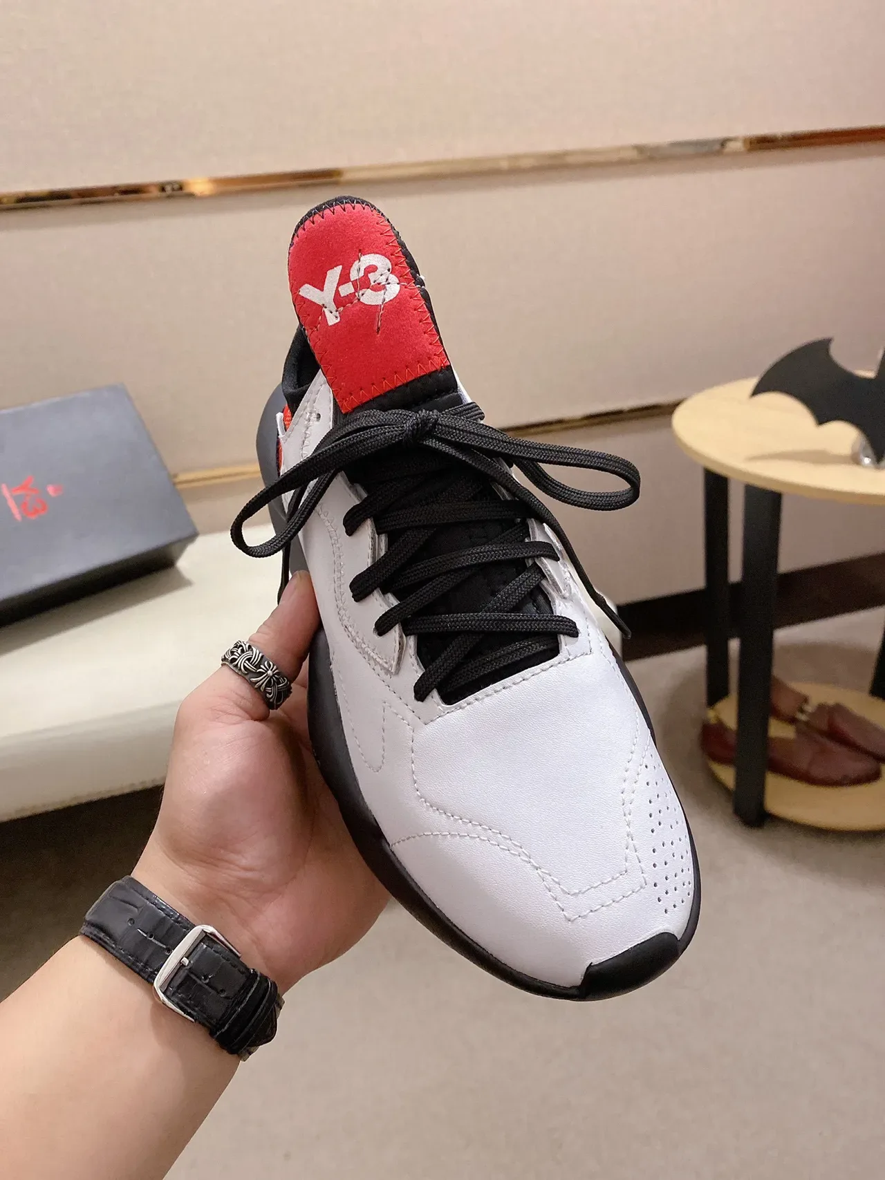 Y-3 Kaiwa White Black Red Chunky Sneakers 9