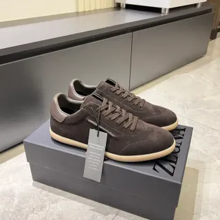 Zegna Brown Suede Low-Top Lifestyle Sneakers
