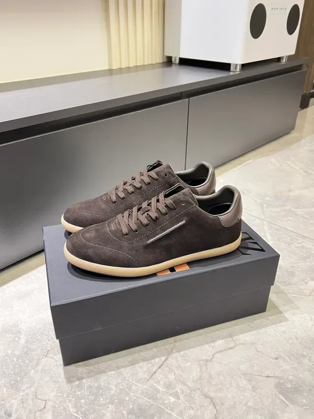 Zegna Zapatillas Lifestyle Marrón de Ante Low-Top 4