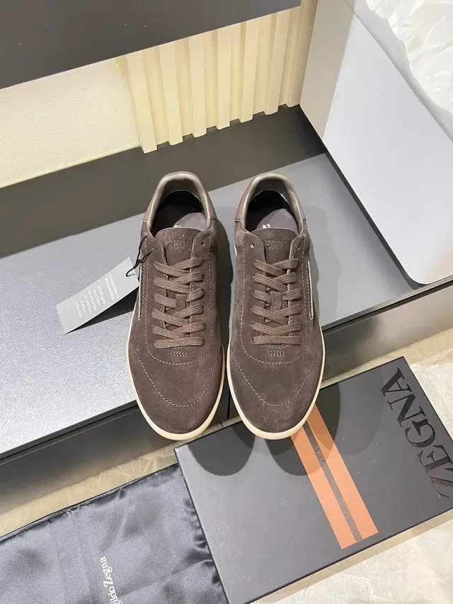 Zegna Zapatillas Lifestyle Marrón de Ante Low-Top 5