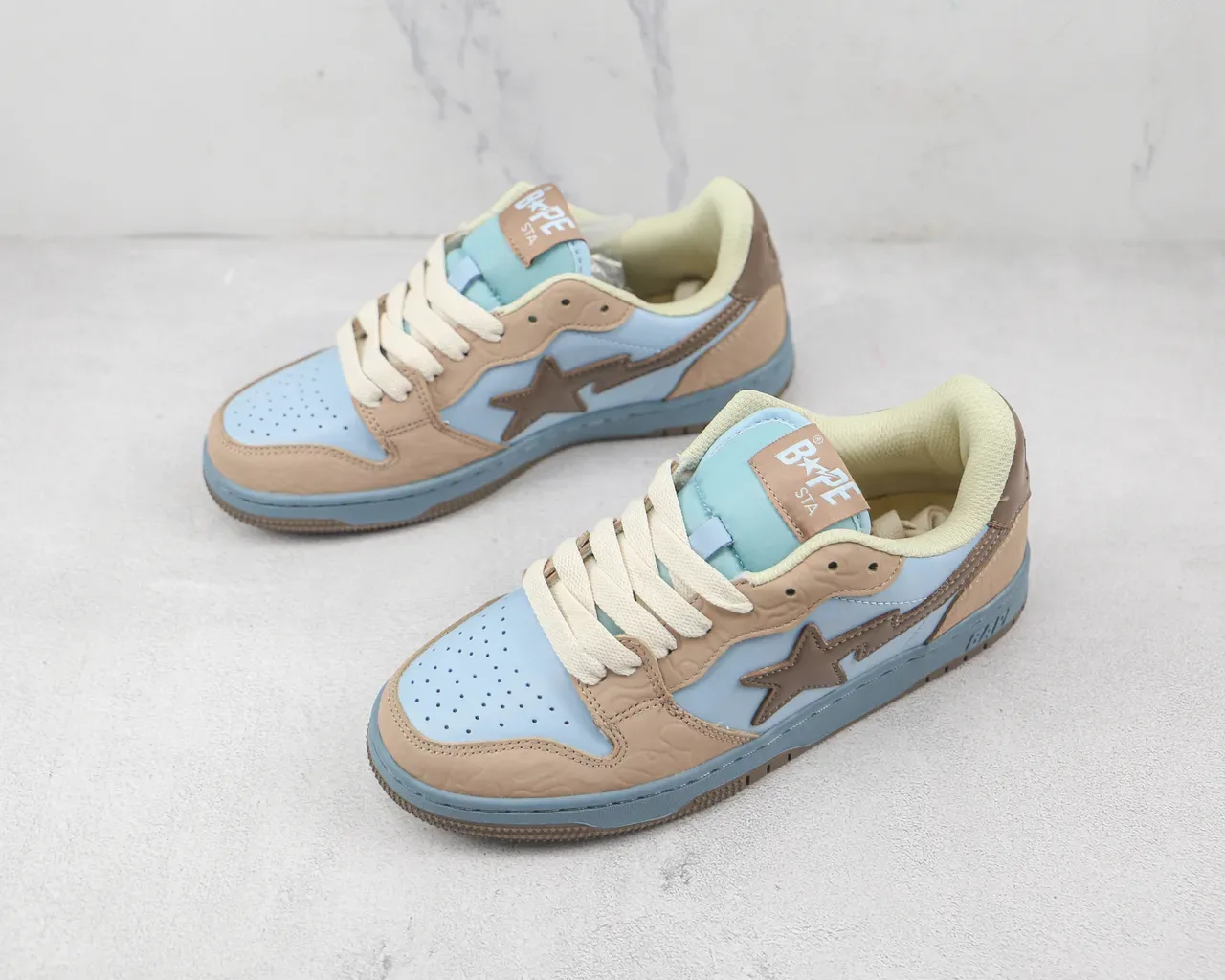 A Bathing Ape BAPE STA Light Blue Beige Lifestyle Sneakers 4