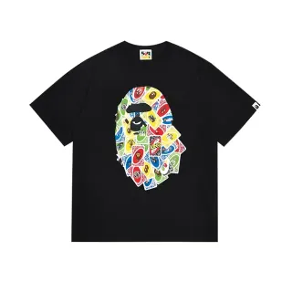 تي شيرت أسود A Bathing Ape بطاقة UNO برسمة رأس القرد