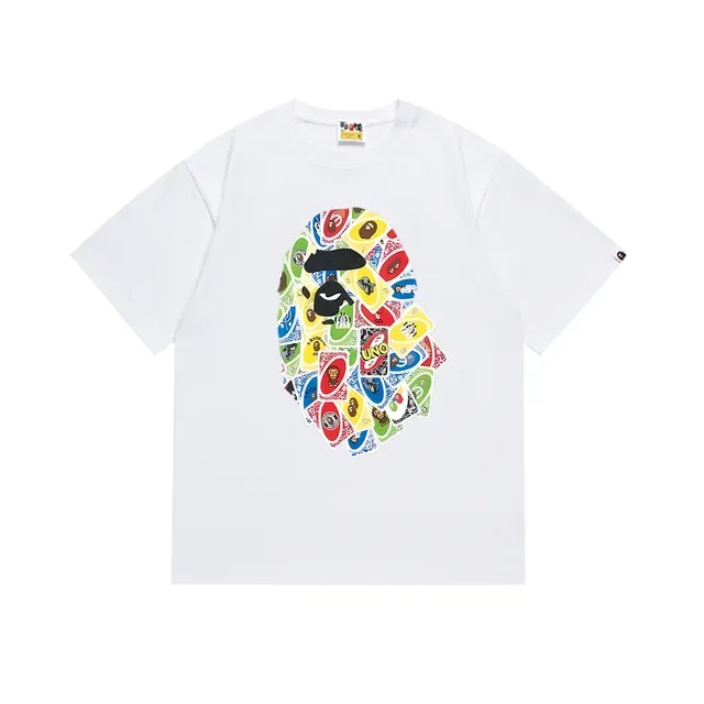 Camiseta negra A Bathing Ape carta UNO con gráfico de cabeza de simio 5