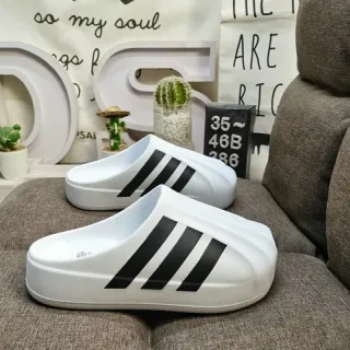 Adidas Adifom Stan Mule 白色黑色三条纹拖鞋