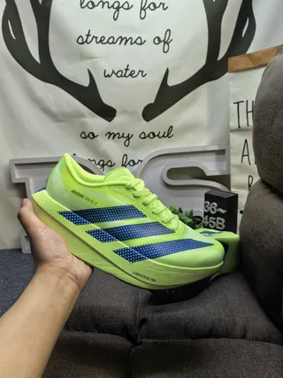 Adidas Adizero Evo SL 2 Neon Lime and Blue Chaussures de course 5