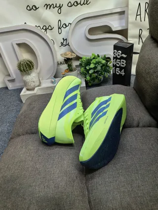 Adidas Adizero Evo SL 2 Neon Lime and Blue Chaussures de course 6