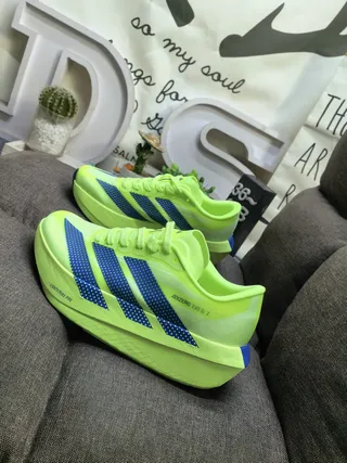 Adidas Adizero Evo SL 2 Neon Lime and Blue Chaussures de course 7