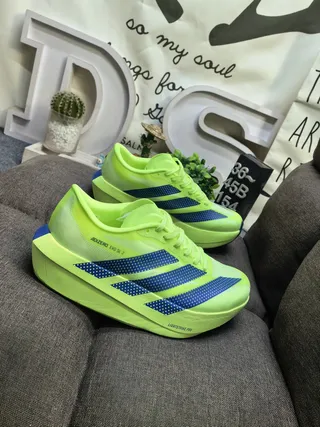 Adidas Adizero Evo SL 2 Neon Lime and Blue Chaussures de course 9