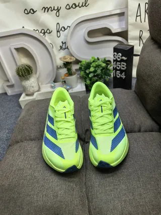Adidas Adizero Evo SL 2 Neon Lime and Blue Chaussures de course 10