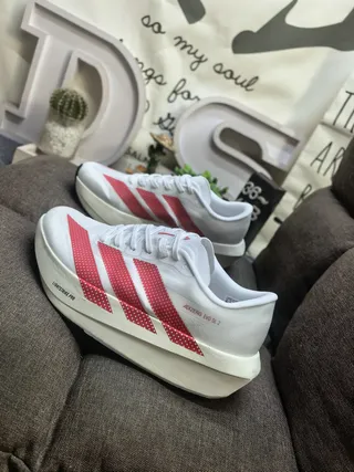 Adidas Adizero Evo SL 2 白红波点跑鞋 7