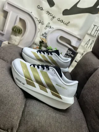 Adidas Adizero Evo SL 2 सफेद सिल्वर रनिंग शूज़ 7