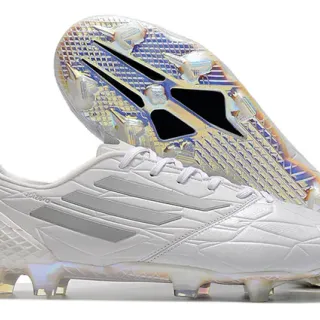 Adidas adizero White Silver Holographic Firm-Ground Soccer Shoes