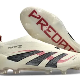 Adidas Chaussures de football beige noir low-cut ajustement chaussette partie supérieure terrain synthétique