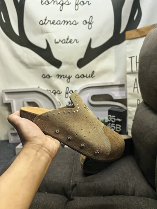 Adidas Beige Brown Suede Upper Cork Sole Slippers 5