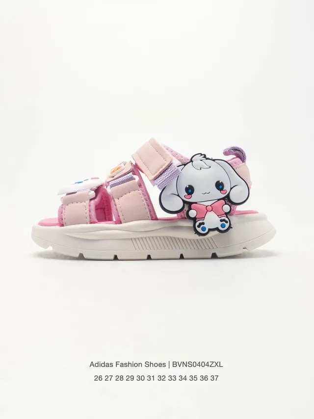 Adidas Beige Pink Multi-Strap Velcro Closure Casual Sandals 5