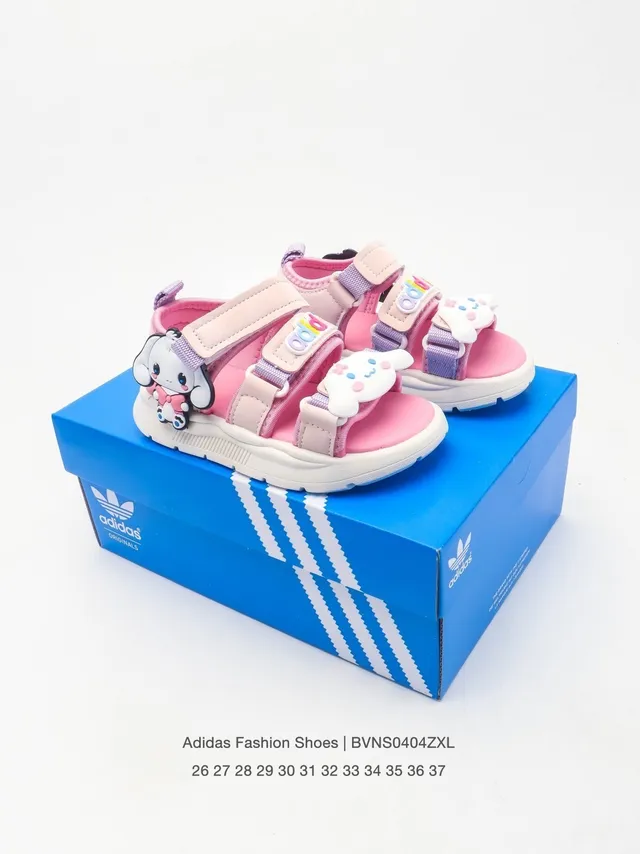 Adidas Beige Pink Multi-Strap Velcro Closure Casual Sandals 7