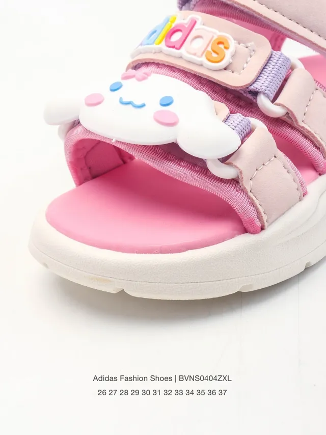 Adidas Beige Pink Multi-Strap Velcro Closure Casual Sandals 9