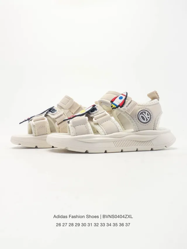 Adidas Beige Pink Multi-Strap Velcro Closure Casual Sandals 15