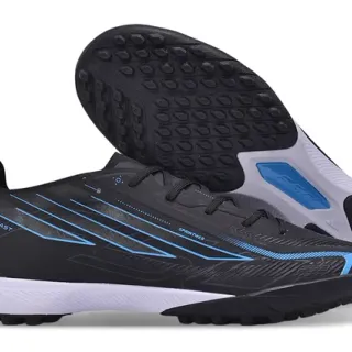 Adidas Preto Azul Superior Sintético Acentos Gráficos Sapatos de Futebol Turf