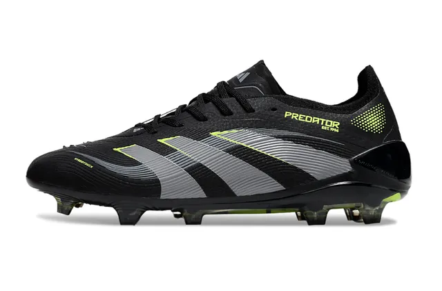 Adidas أحذية كرة القدم Firm-Ground بأعلى اصطناعي أسود أخضر، علامة نيون ليم 3