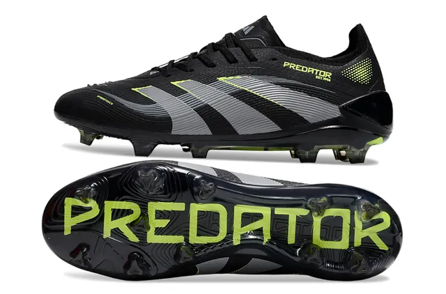 Adidas أحذية كرة القدم Firm-Ground بأعلى اصطناعي أسود أخضر، علامة نيون ليم 4