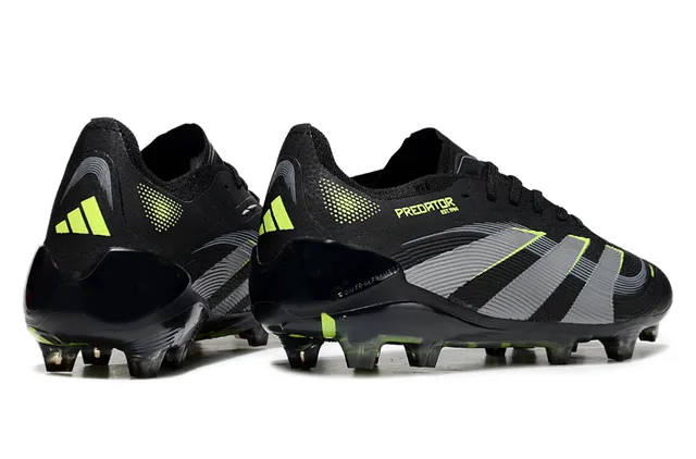 Adidas أحذية كرة القدم Firm-Ground بأعلى اصطناعي أسود أخضر، علامة نيون ليم 5