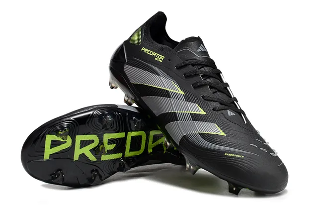 Adidas أحذية كرة القدم Firm-Ground بأعلى اصطناعي أسود أخضر، علامة نيون ليم 6