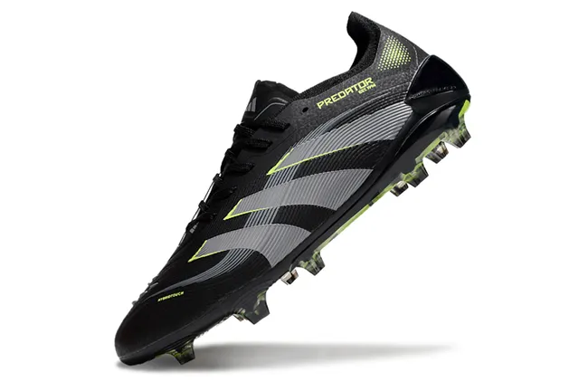 Adidas أحذية كرة القدم Firm-Ground بأعلى اصطناعي أسود أخضر، علامة نيون ليم 7