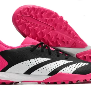 Adidas Black Pink Baixo-corte perfurado sintético superior gramado sapatos de futebol
