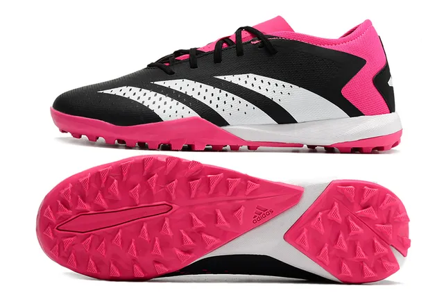 Adidas Black Pink Baixo-corte perfurado sintético superior gramado sapatos de futebol 2