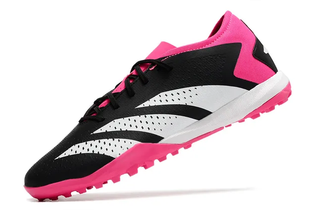 Adidas Black Pink Baixo-corte perfurado sintético superior gramado sapatos de futebol 4