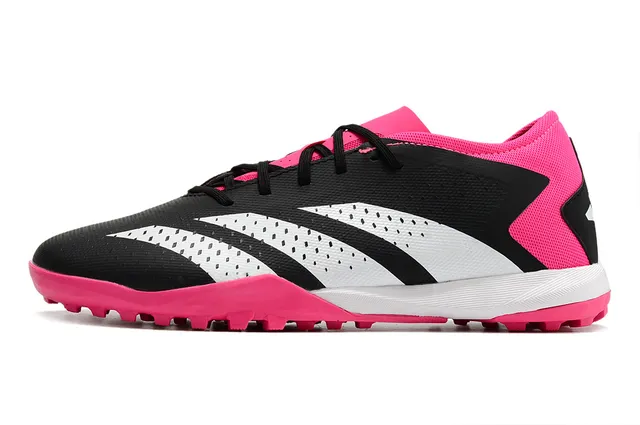 Adidas Black Pink Baixo-corte perfurado sintético superior gramado sapatos de futebol 5