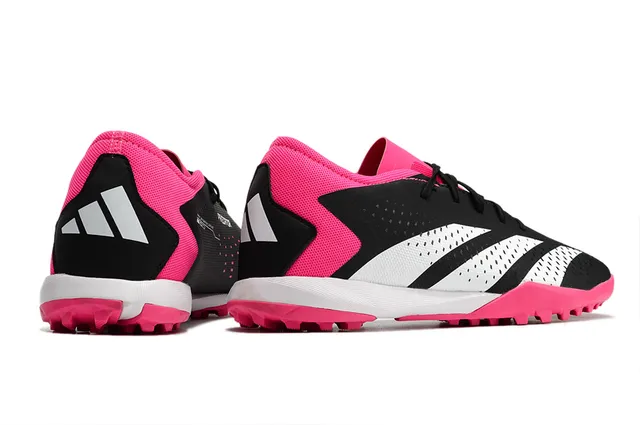 Adidas Black Pink Baixo-corte perfurado sintético superior gramado sapatos de futebol 7