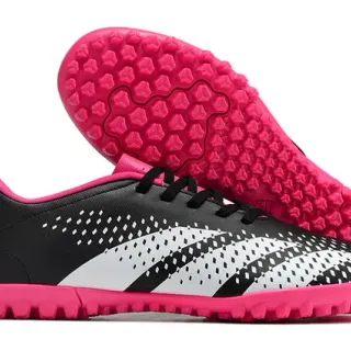 Adidas Black Pink Low-Cut Synthetic Upper Perforated Ventilation Pattern Artificial-Grass Soccer Shoes