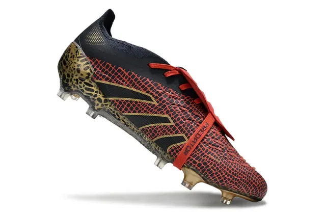 Adidas Zapatillas de fútbol Negro Rojo Contrafuerte estampado de leopardo Upper texturizado a escala Suela para terreno firme 2
