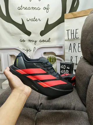 Adidas Black Red Lightweight Knit Upper Perforated Heel Counter Running Shoes 5