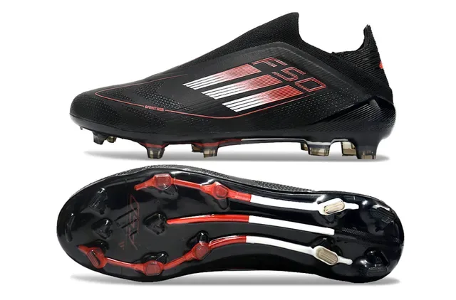 Adidas Zapatillas de fútbol negro y rojo upper knit ajuste calcetín sistema de cordones asimétrico superficie firme 6