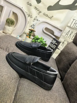 Adidas Black Slip-On Three-Stripe Side Panel Loafer 7