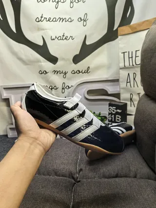 Adidas Black White Glossy Patent Leather Upper Three Stripes Lifestyle Sneakers 5